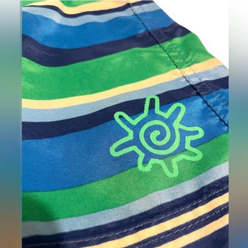 UV SKINZ 2T Boys swim trunks and rash guard matching set blue and green